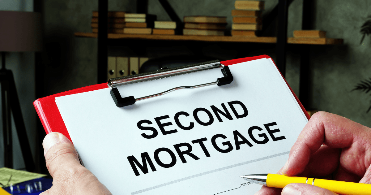 Clipboard with a Second Mortgage document ready for signature